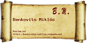 Benkovits Miklós névjegykártya