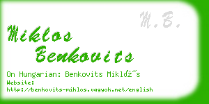 miklos benkovits business card